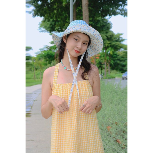 Nón hè 2 mặt màu xanh dương