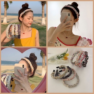 Băng đô cài tóc bản rộng họa tiết hoa nhí phong cách vintage Pháp cho nữ