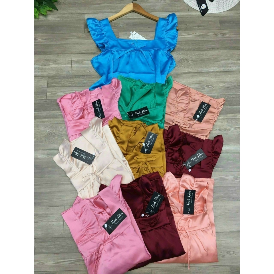 Đồ ngủ nữ,cánh tiên sexy Lụa Satin cao cấp mềm mại xinh xắn < 65KG, nhiều màu, che tên kín đáo