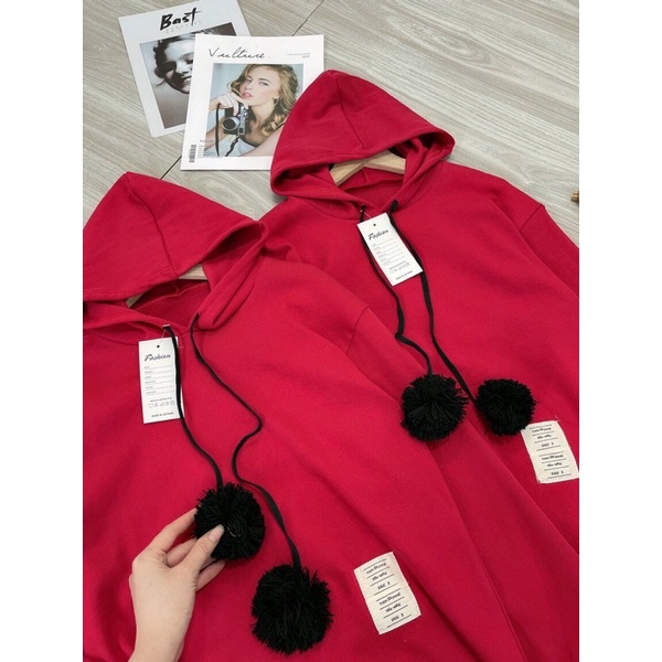 [CÓ ẢNH THẬT] Áo Nỉ Hoodie Đỏ Trơn Unisex Nam Nữ- Áo Diện Noen Tết Ulzzang