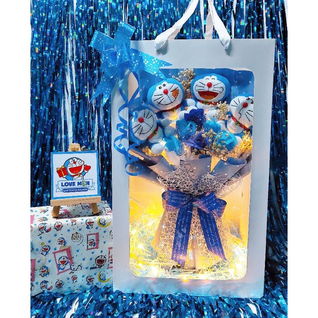 ] BÓ HOA GẤU BÔNG DORAEMON DỄ THƯƠNG, Hàng handmade sáng tạo