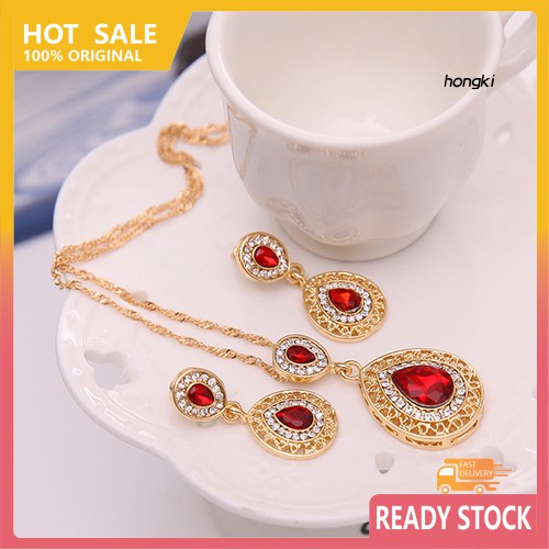 Bộ vòng cổ + Bông Tai Hình Oval Đính Đá Sang Trọng