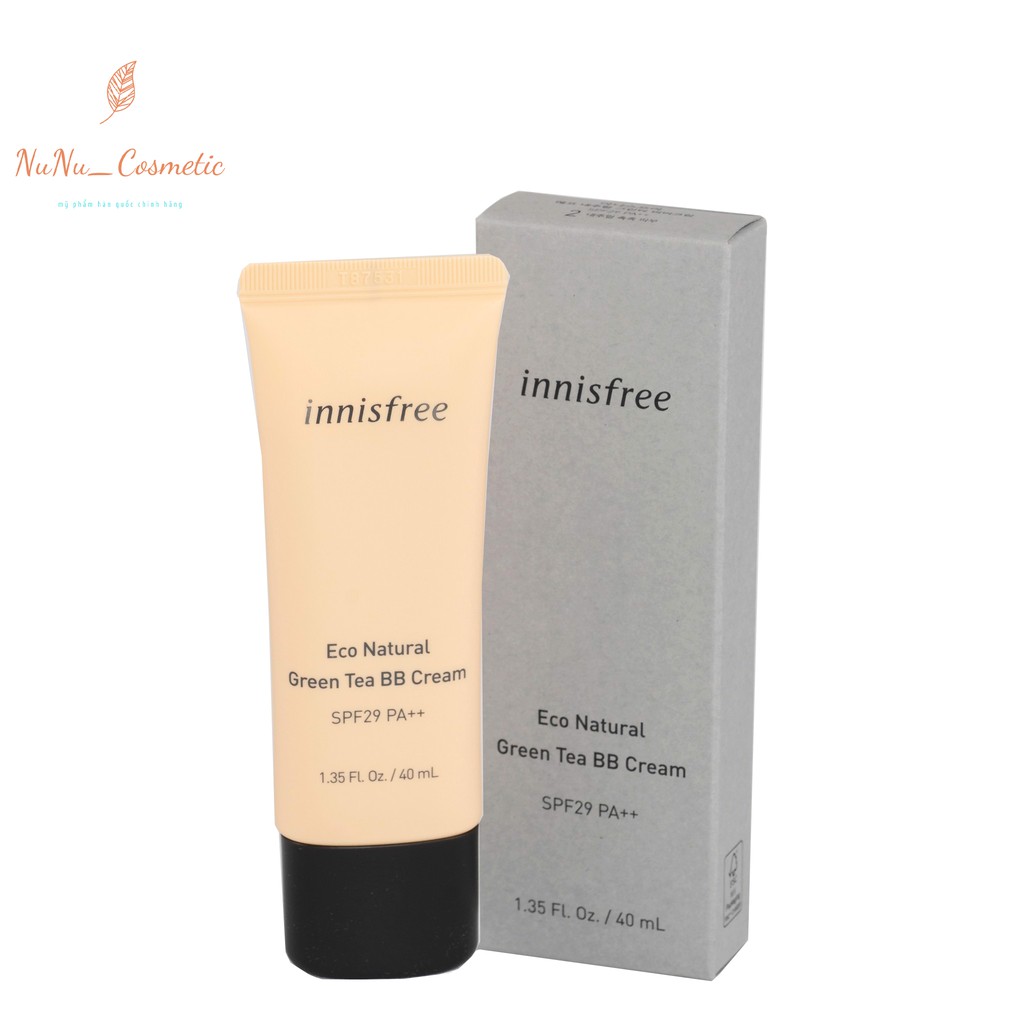 CHUẨN HÀNG AUTH  Kem nền BB trang điểm innisfree Eco Natural Green Tea BB Cream SPF29 PA++ 40ml  FREE SHIP