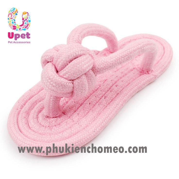 Đồ chơi hình chiếc dép bằng thừng chắc chắn cho chó tập cắn, bớt ngứa răng và tăng động ( màu ngẫu nhiên )