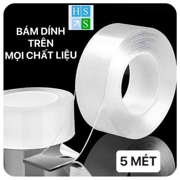 Băng keo siêu dính 2 mặt (Dài 5m, rộng 3cm) - Cuộn keo dính cường lực dùng đa năng trên mọi bề mặt - NPP HS Shop