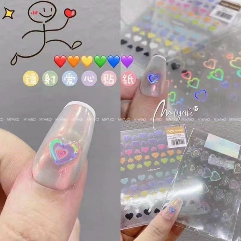 Stick dán móng tay , stick tim phản quang