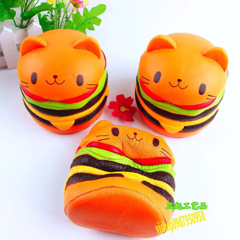 ĐỒ CHƠI SQUISHY  BÁNH HUMBUGER MÈO ĐẸP