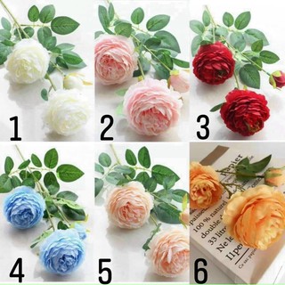 Hoa Lụa Nhiều Màu 1 Cành 2 Hoa 1 Nụ