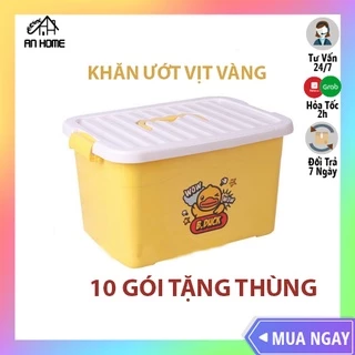 [TẶNG THÙNG][SIÊU HOT] Khăn Giấy Ướt Vịt Vàng B DUCK 10 Gói Kèm Thùng Nhựa Tiện Dụng Siêu Đáng Yêu