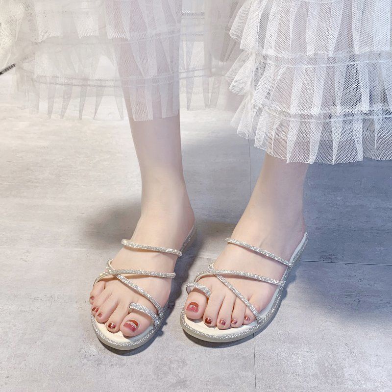 Dép Sandal Đế Mềm Đính Đá Thời Trang Mùa Hè Hàn Quốc Dành Cho Nữ