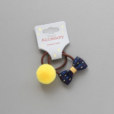 Set 2 Dây Cột Tóc Co Giãn Đính Nơ Và Bóng Lông Mới Cho Bé Gái