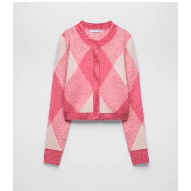 Zara Áo Khoác cardigan Dệt Kim Màu Hồng Ngọt Ngào Thời Trang Mùa Hè 5536017
