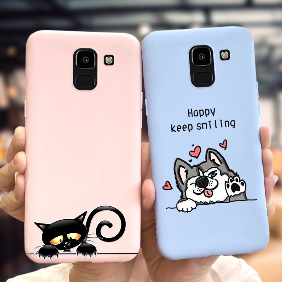 Ốp điện thoại nhám mềm chống sốc hoạ tiết bông hoa siêu mỏng dành cho Samsung Galaxy J6 J6Plus J600F J615F