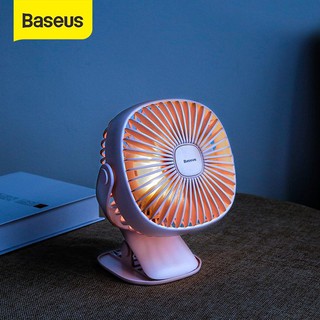 Quạt tích điện mini kẹp bàn có đèn Baseus chính hãng