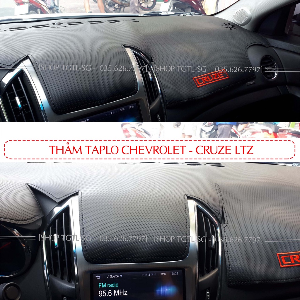 [Cruze LTZ 2015 đến 2020] Thảm Taplo oto loại da vân gỗ,da cacbon,da nỉ đen và nhung lông cừu dày 3 lớp