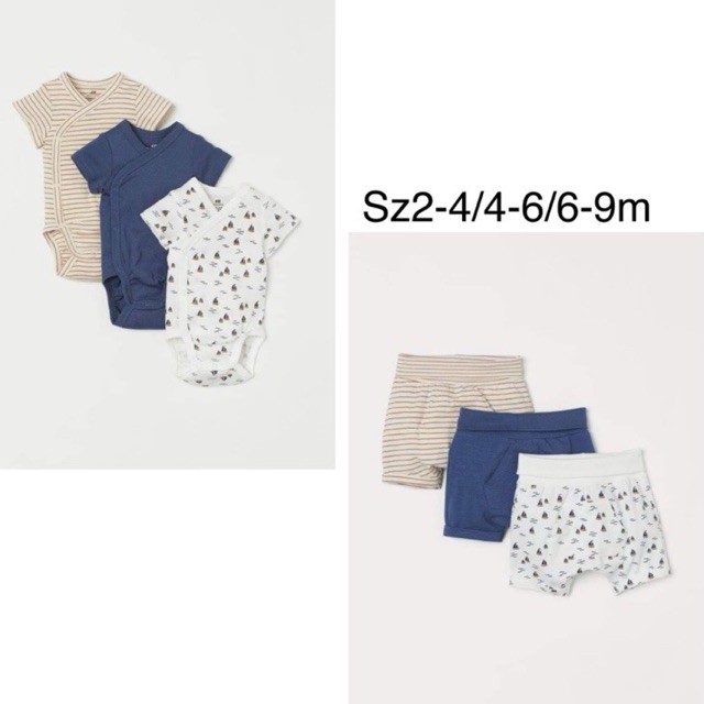 Sét 3 bộ body liền thân H&m chuẩn auth sz2-4/4-6/6-9m