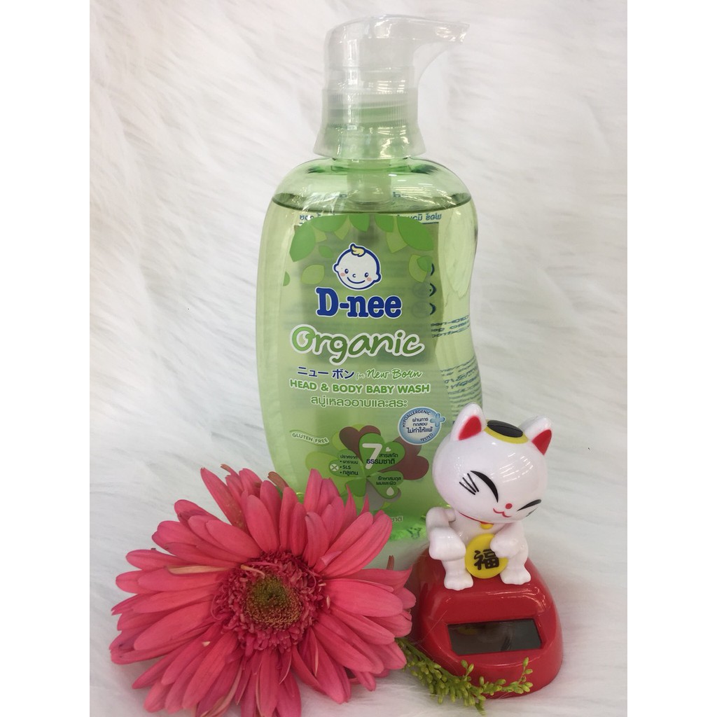Tắm gội toàn thân em bé Dnee D-Nee Organic Xanh lá 380ml