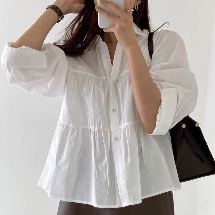 {xuu_design} áo babydoll tay lỡ tiêu thư A333, áo sơ mi nữ hót video+ ảnh thật | BigBuy360 - bigbuy360.vn