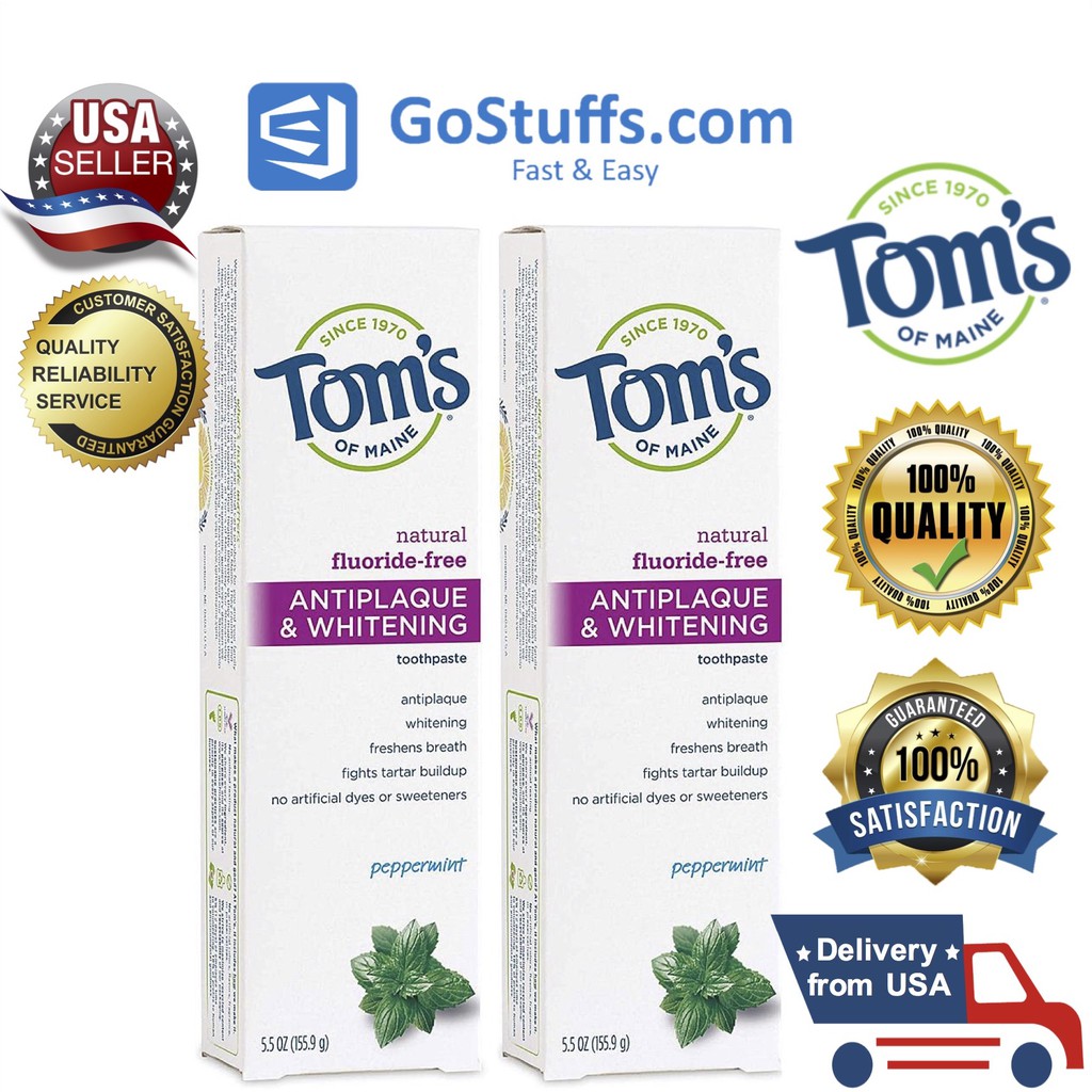 Combo 2 tuýp Kem đánh răng Tom’s of Maine không chứa flourua, hương bạc hà 155g