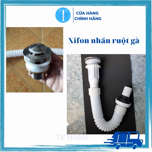Bộ xả xi phông chậu rửa mặt, xi phông chậu lavabo đầu sứ đen, trắng TV HOME, bảo hành 6-12 tháng