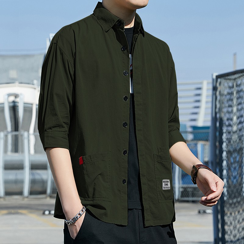 Áo sơ mi nam kaki TFUN mã TT71.0-Q, Áo sơ mi nam tay lỡ chất liệu kaki đẹp mặc mùa thu đông phong cách thể thao đẹp