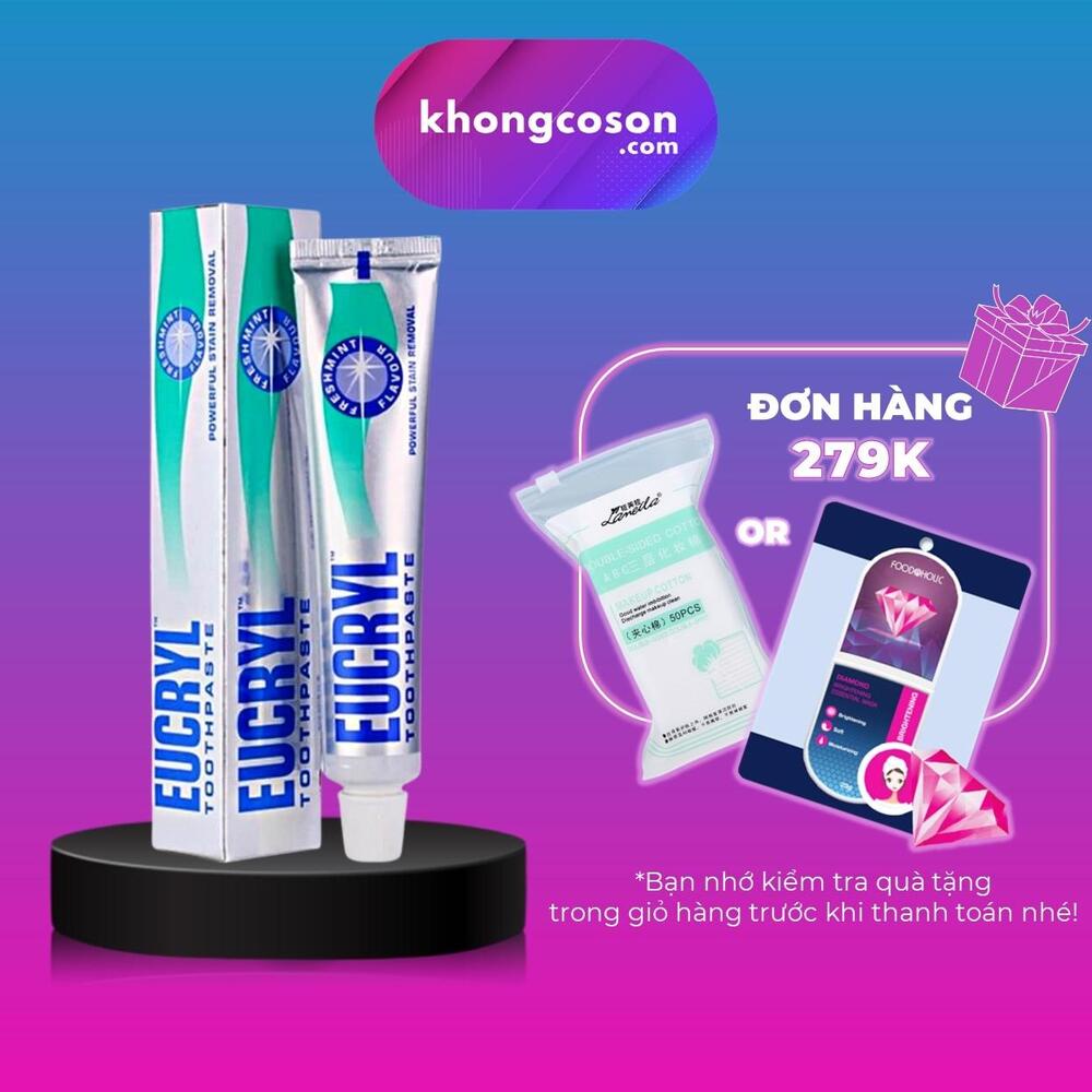 Eucryl Kem Đánh Răng Bạc Hà Tẩy Trắng Răng Eucryl Toothpaste 62g - Khongcoson