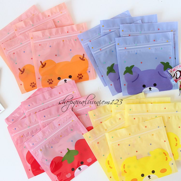 ♥️ Túi Zip Đựng Kẹo Cho Bé Hình Gấu Con Trái Cây Cực Kỳ Dễ Thương - Set 10 Túi ♥️