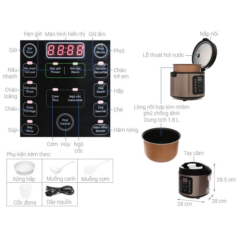 ✅ NỒI CƠM ĐIỆN TỬ KANGAROO KG18DR6