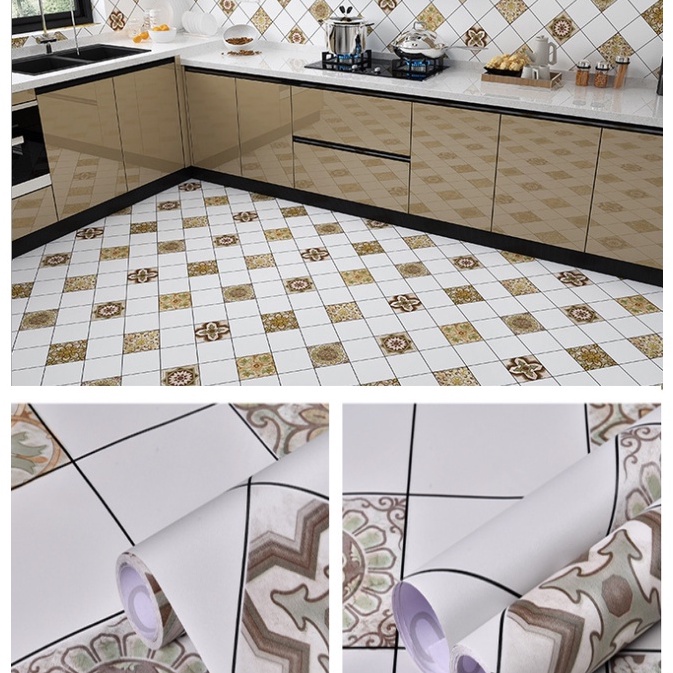 1MÉT decal dán nền nhà, sàn nhà Ô GẠCH HS2005