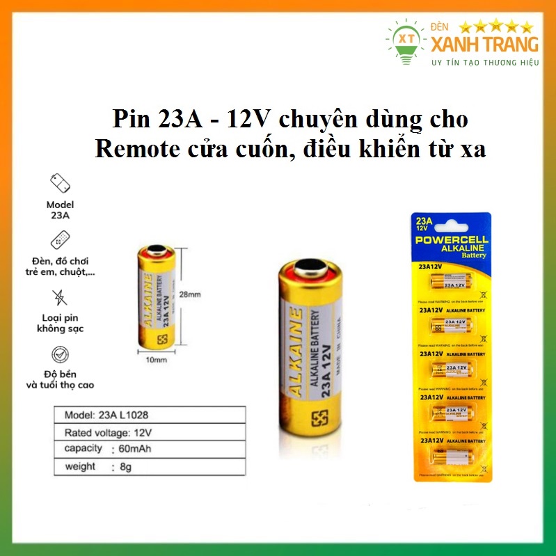 Pin Tiểu 12V 23A Dùng Cho Remote RF, pin kiềm ALKALINE Điều Khiển Cửa Cuốn, quạt , Khóa Xe Máy, đồ chơi