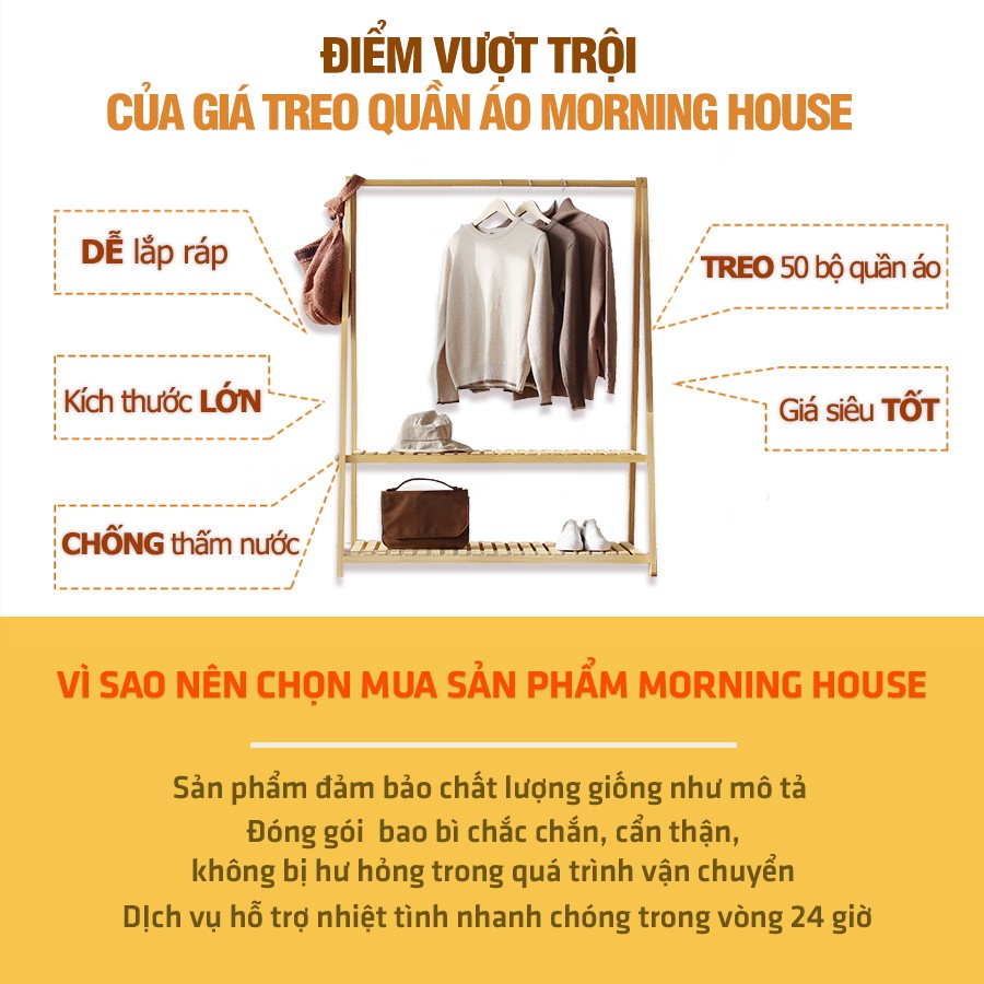 Giá Treo Quần Áo - Gỗ Cao Su Rất Chắc Chắn Khi Treo, Gỗ Sáng Đẹp, Không Bị Mốc