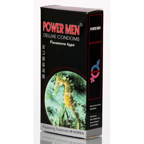 Bao cao su kéo dài thời gian Powermen Viagra và Powermen cá ngựa (1  hộp 12 chiếc)