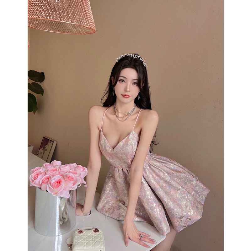 Đầm Dáng Chữ A Hai Dây Cổ Yếm In Họa Tiết Tranh Sơn Dầu Kiểu Pháp Gợi Cảm Thời Trang Mùa Hè Mới Cho Bạn Gái