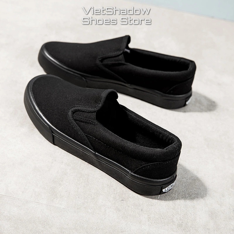 Slip on nam - Giày lười vải nam thương hiệu LEiNiER - Chất liệu vải bố 3 màu đen, trắng và đen tuyền - Mã SP 228