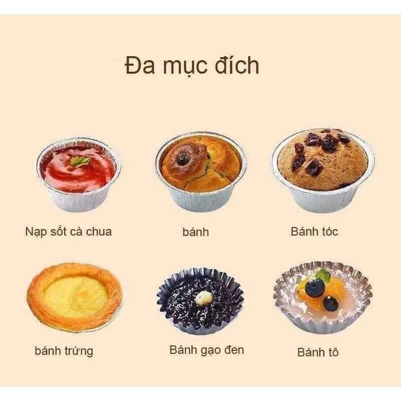 Set 100 Cốc Lá Nhôm Dùng Để Làm Bánh Tart Đa Năng