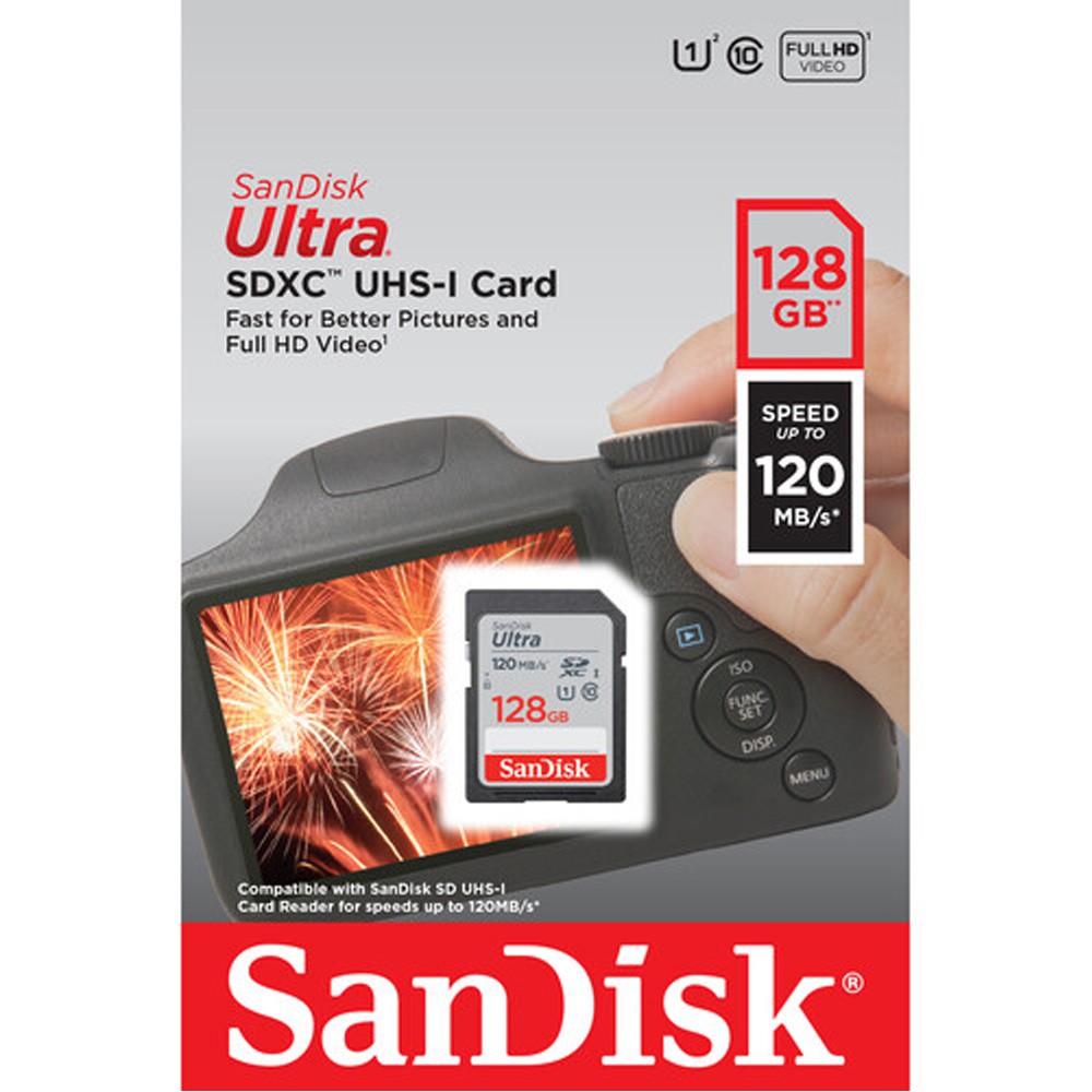 Thẻ nhớ Máy Ảnh SDXC SanDisk Ultra 256GB 800x 120MB/s (Xám) - Nhất Tín Computer