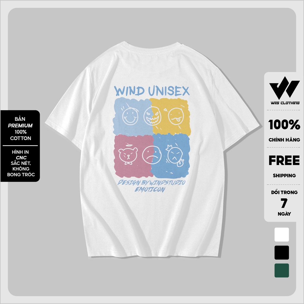 Áo thun tay lỡ unisex WIIS EMOIJ phông form rộng cotton 65% nam nữ oversize ulzzang