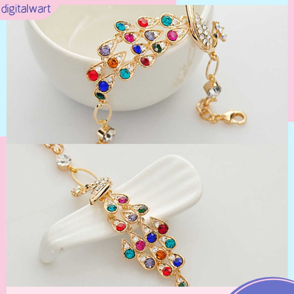 Vòng Đeo Tay Kim Loại Hình Chim Công Đính Đá Vintage Cho Nữ