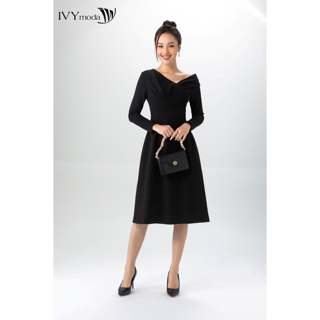 Đầm thun nữ lệch vai IVY moda MS 39B9097