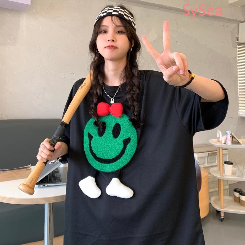 Áo Thun Thêu Họa Tiết Hoạt Hình Xinh Xắn Theo Phong Cách Mùa Hè Hàn Quốc Dành Cho Nữ /