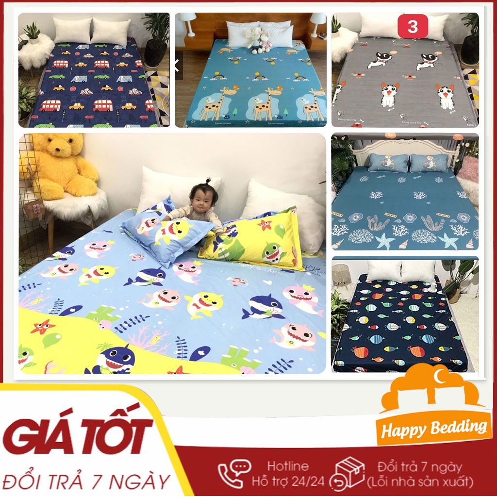 Ga Chống Thấm Cotton Hàn Quốc Cao Cấp Nhiều Họa Tiết cho Bé - Thoáng mát, Không Sột Soạt Happy Bedding.