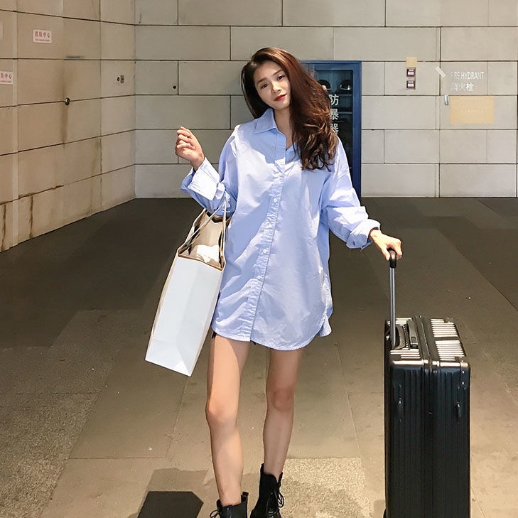 Áo sơ mi tay dài cổ chữ V thời trang Hàn Quốc dành cho nữ