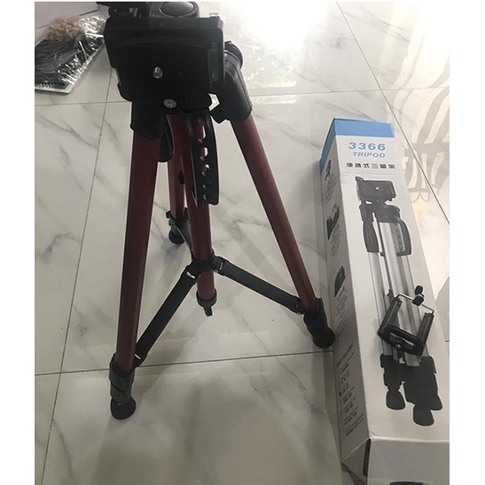 Chân Máy Ảnh Tripod 3366 Hợp Kim Cao Cấp Tặng Đầu Kẹp Điện Thoại