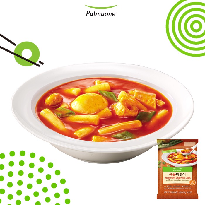 Bánh gạo cay Tteokbokki Pulmuone gói to 424g 2 phần ăn
