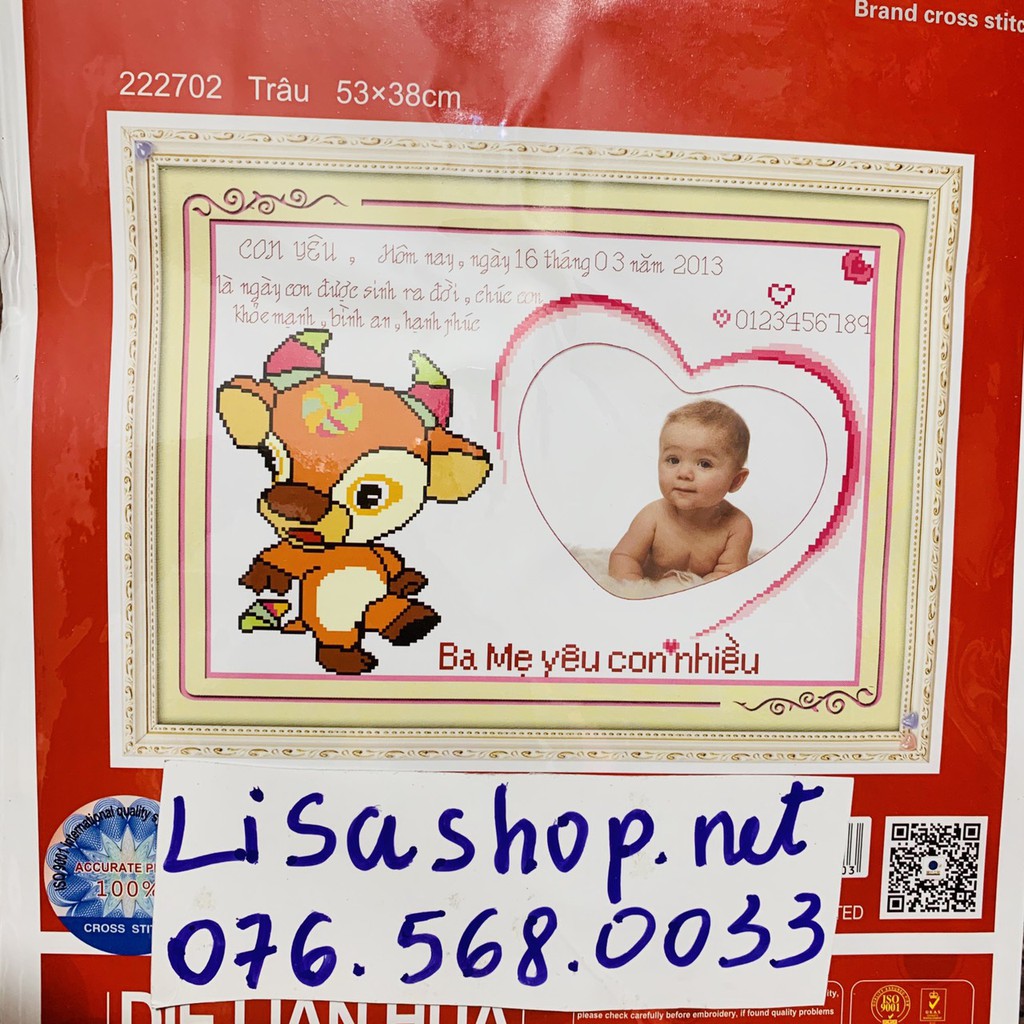 Tranh thêu chữ thập CON TRÂU CÓ LỒNG HÌNH 222702  CHƯA THÊU 222702