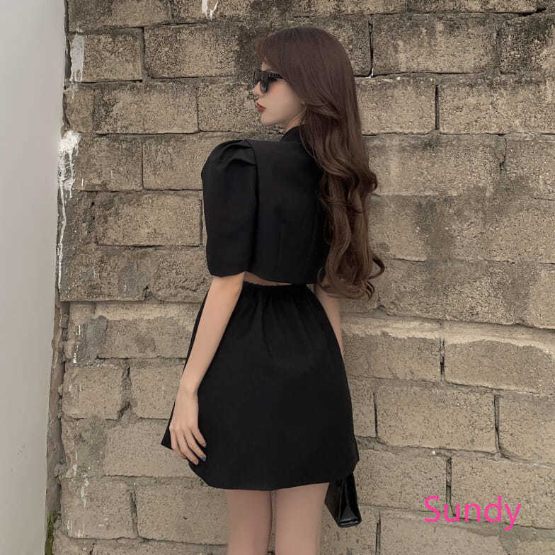 Đầm Nữ Tay Phồng Đính Nơ Phong Cách Retro Thời Trang Mùa Hè