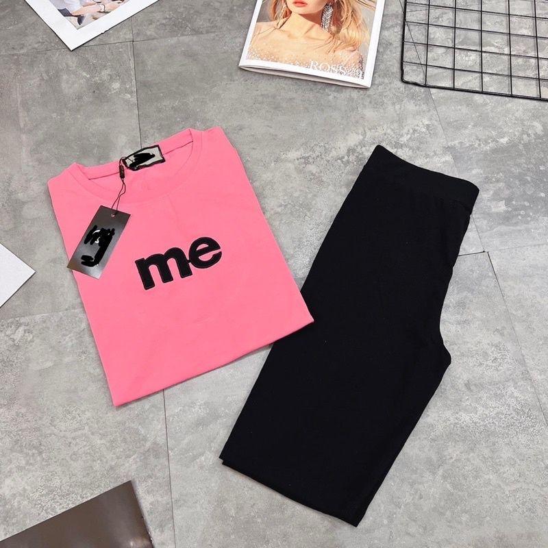 Set áo thun Me + quần legging lửng năng động
