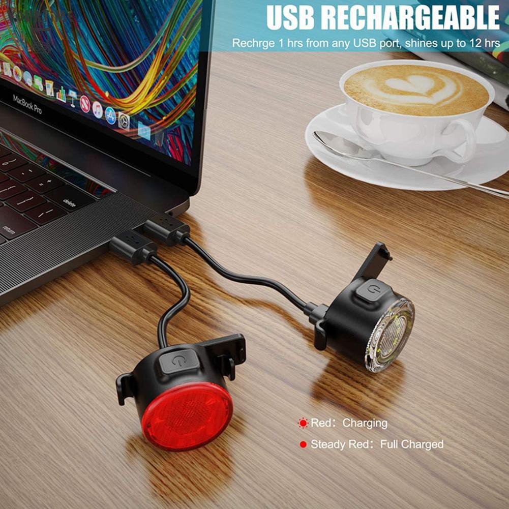 Đèn xe đạp cảnh bảo an toàn sạc USB chống nước dễ lắp đặt đầu hoặc đuôi xe