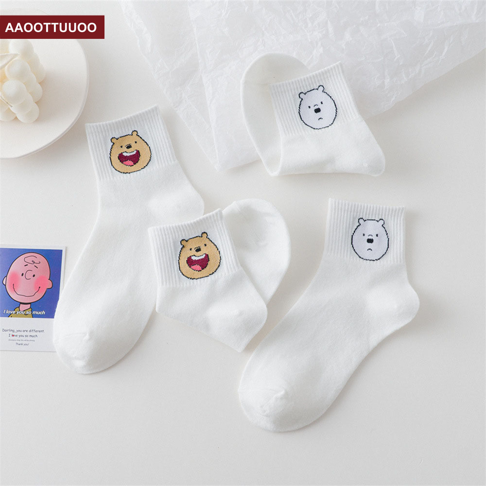 Vớ thêu hình gấu hoạt hình dễ thương đáng yêu