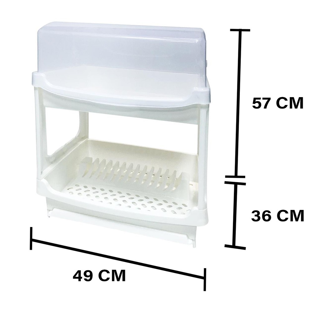 HomeBase KECH Rổ up chén đĩa nhựa 2 tầng Thái Lan W49xD36xH57 CM trắng